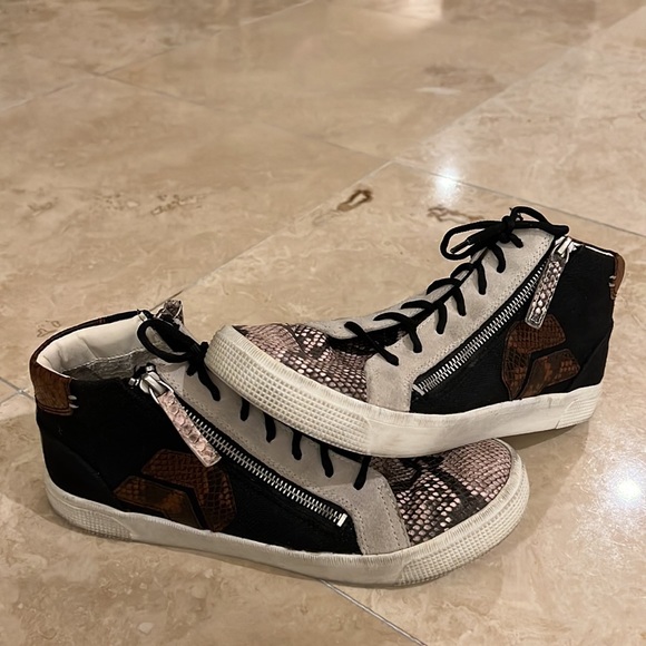 Dolce Vita Zonya Black Snake Suede Sneakers - Picture 5 of 8